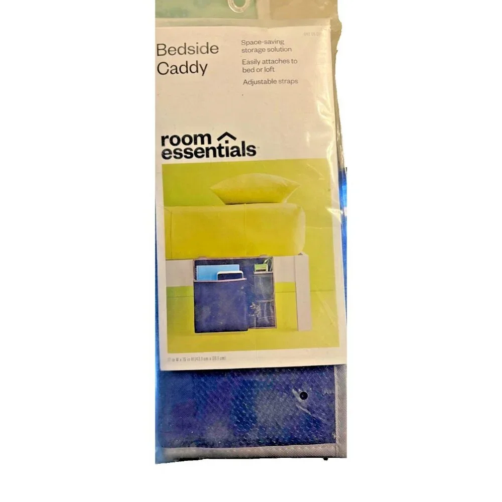 Room Essentials Bedside Caddy Adjustable Straps Bed Loft Dorm 17x15 Black